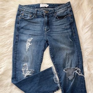 PARKER SMITH STRAIGHT LEG DISTRESSED BAGGY JEANS